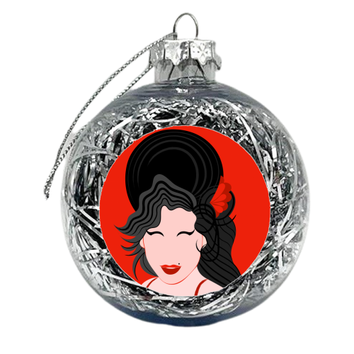 Amy Winehouse Minimal Portrait - xmas bauble by Adam Regester