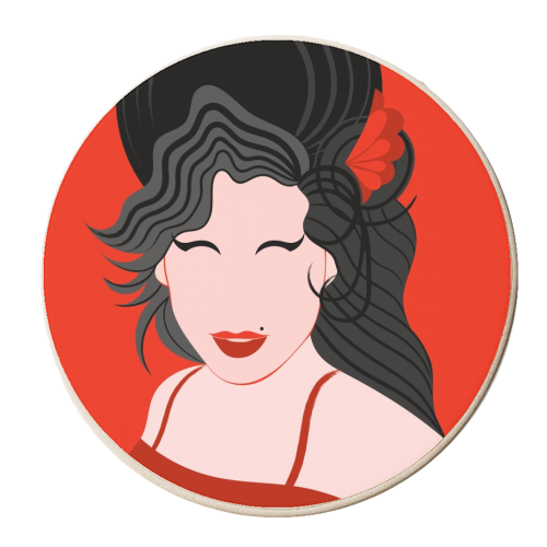 Amy Winehouse Minimal Portrait - personalised beer coaster by Adam Regester