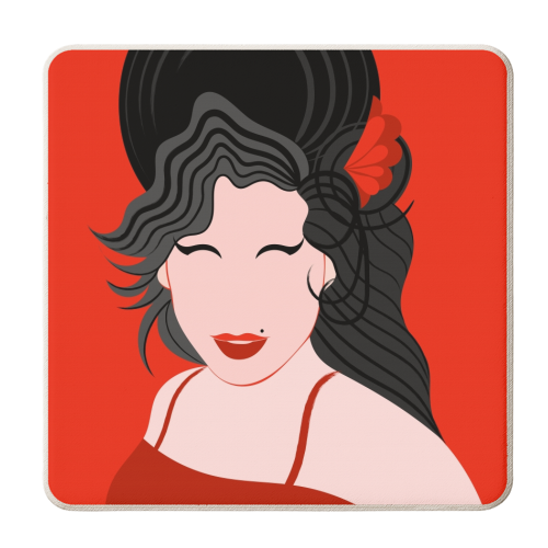 Amy Winehouse Minimal Portrait - personalised beer coaster by Adam Regester
