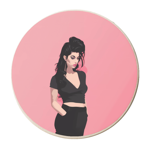 Amy Winehouse - personalised beer coaster by haris kavalla