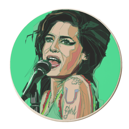 Amy Winehouse Portrait - personalised beer coaster by Hannah Gordon-Teller