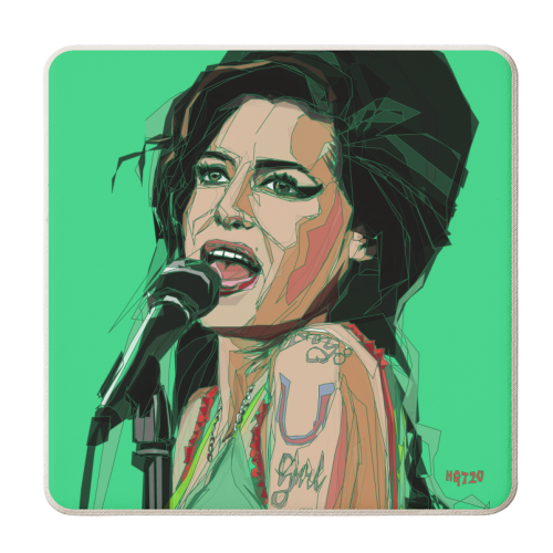 Amy Winehouse Portrait - personalised beer coaster by Hannah Gordon-Teller