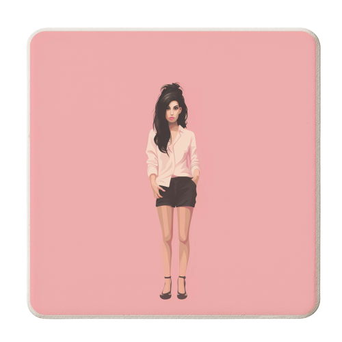Amy Winehouse singer - personalised beer coaster by haris kavalla