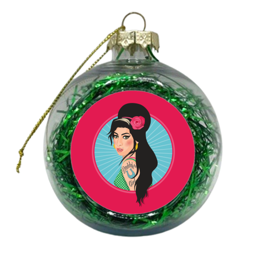 Amy Winehouse - xmas bauble by Claire Atwood