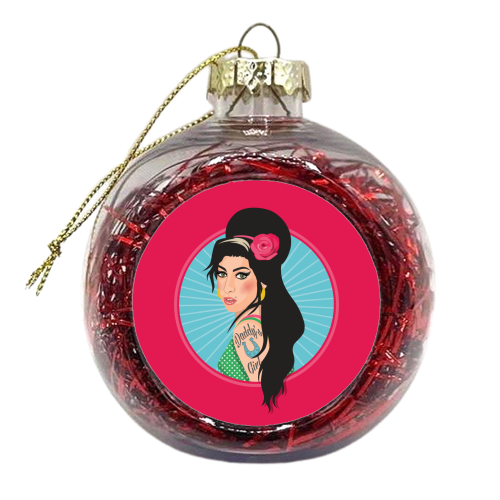 Amy Winehouse - xmas bauble by Claire Atwood