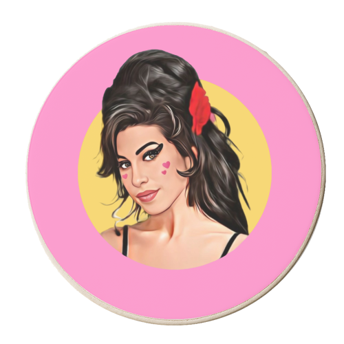 Amy with Love Hearts - personalised beer coaster by DOLLY WOLFE