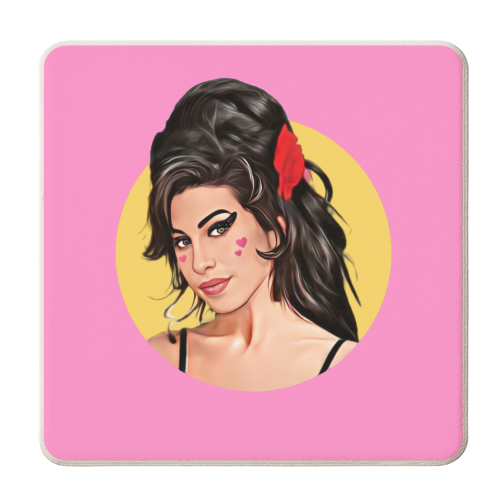 Amy with Love Hearts - personalised beer coaster by DOLLY WOLFE