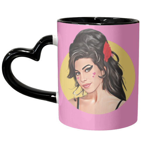 Amy with Love Hearts - unique mug by DOLLY WOLFE