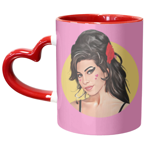 Amy with Love Hearts - unique mug by DOLLY WOLFE