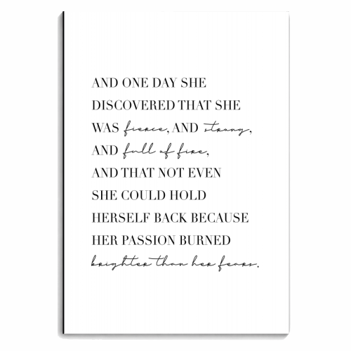 And One Day She Discovered That She Was Fierce and Strong and Full of Fire and That Not Even She Could Hold Herself Back... - personalised A4, A5, A6 notebook by Toni Scott