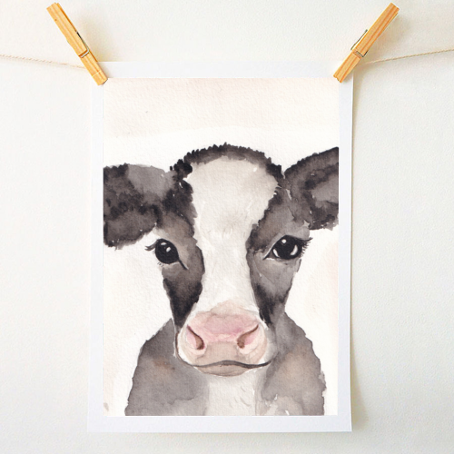 Cow mugshot - A1 - A4 art print by Linbylane