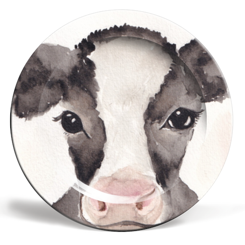 Cow mugshot - ceramic dinner plate by Linbylane