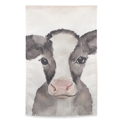 Cow mugshot - funny tea towel by Linbylane