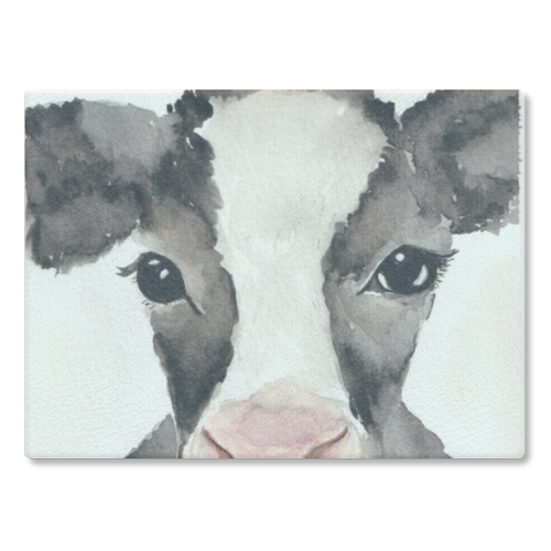 Cow mugshot - glass chopping board by Linbylane