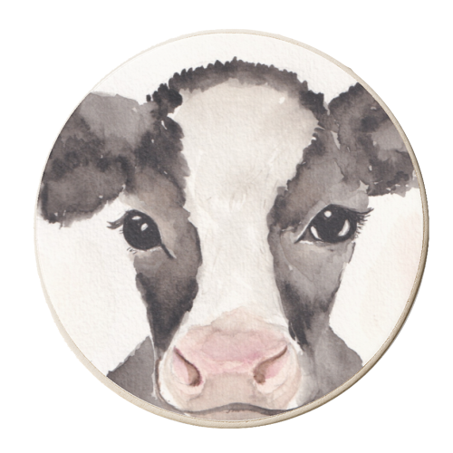 Cow mugshot - personalised beer coaster by Linbylane