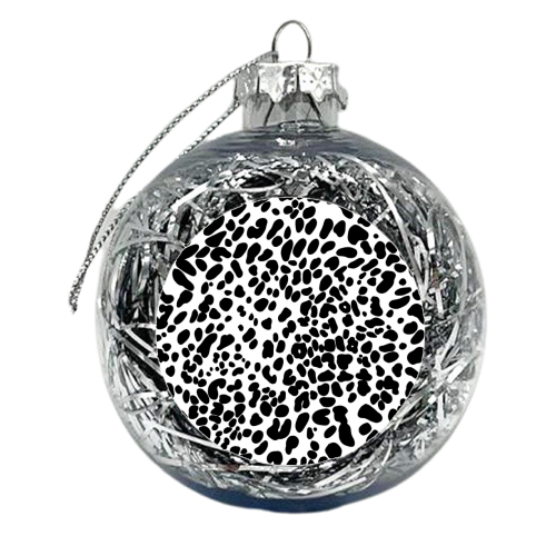 Animal print in black and white - xmas bauble by The Girl Next Draw