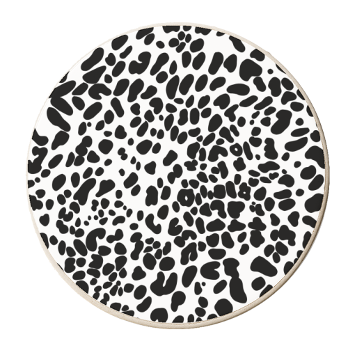 Animal print in black and white - personalised beer coaster by The Girl Next Draw