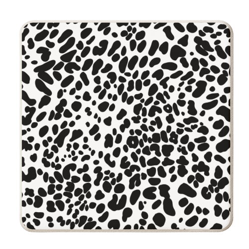 Animal print in black and white - personalised beer coaster by The Girl Next Draw