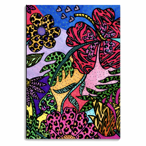 Animal Print Tropical Flowers - personalised A4, A5, A6 notebook by FunkyAdi.com