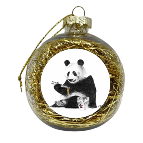 Animals Eating Junk Food - Panda - xmas bauble by Vanessa Krchova
