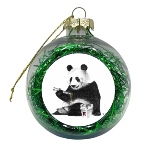 Animals Eating Junk Food - Panda - xmas bauble by Vanessa Krchova