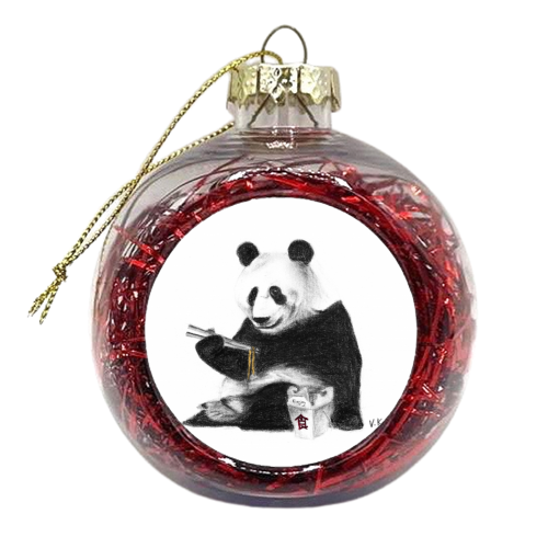 Animals Eating Junk Food - Panda - xmas bauble by Vanessa Krchova