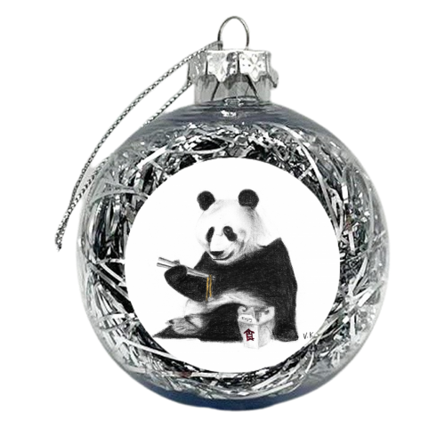 Animals Eating Junk Food - Panda - xmas bauble by Vanessa Krchova