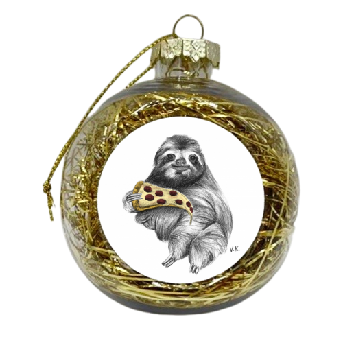 Animals Eating Junk Food - Sloth - xmas bauble by Vanessa Krchova