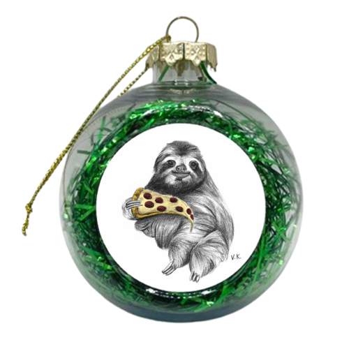 Animals Eating Junk Food - Sloth - xmas bauble by Vanessa Krchova