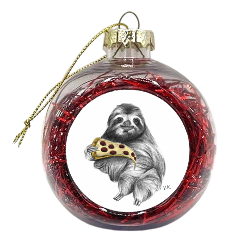 Animals Eating Junk Food - Sloth - xmas bauble by Vanessa Krchova
