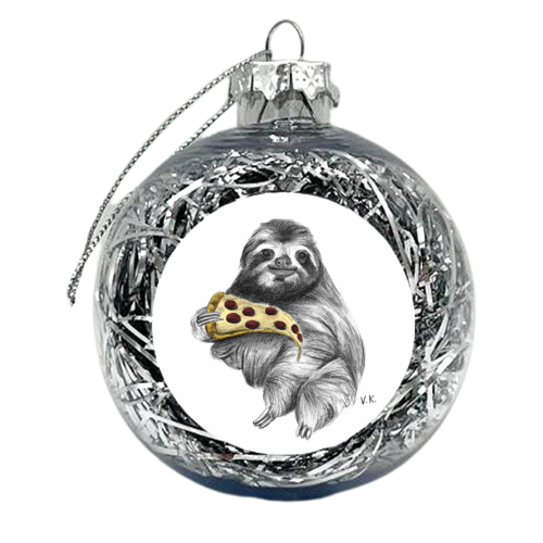 Animals Eating Junk Food - Sloth - xmas bauble by Vanessa Krchova