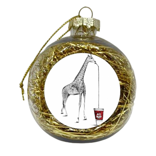 Animals Eating Junkfood - Giraffe - xmas bauble by Vanessa Krchova