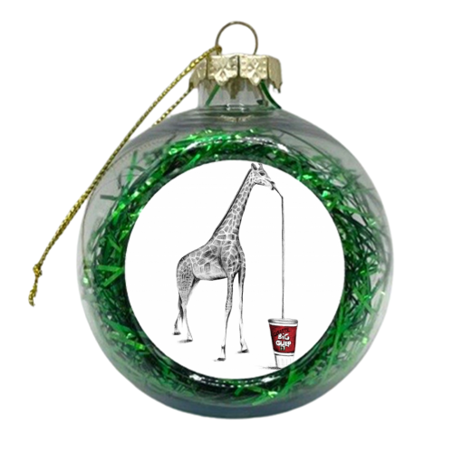 Animals Eating Junkfood - Giraffe - xmas bauble by Vanessa Krchova