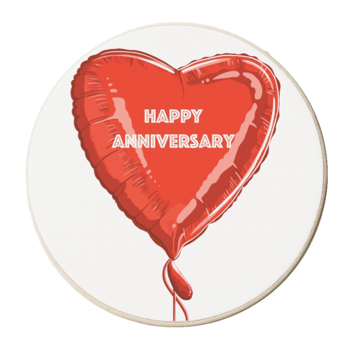 Anniversary Heart Balloon - personalised beer coaster by Adam Regester