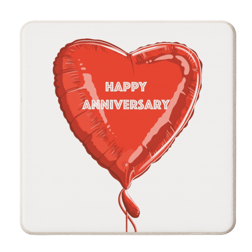 Anniversary Heart Balloon - personalised beer coaster by Adam Regester