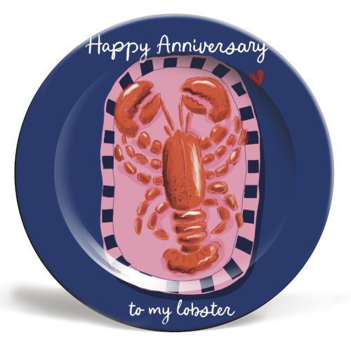 Anniversary my lobster - ceramic dinner plate by Giddy Kipper