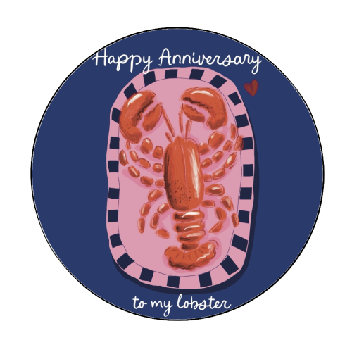 Anniversary my lobster - Circle Sticker by Giddy Kipper