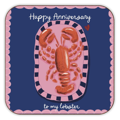 Anniversary my lobster - personalised beer coaster by Giddy Kipper