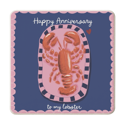 Anniversary my lobster - personalised beer coaster by Giddy Kipper