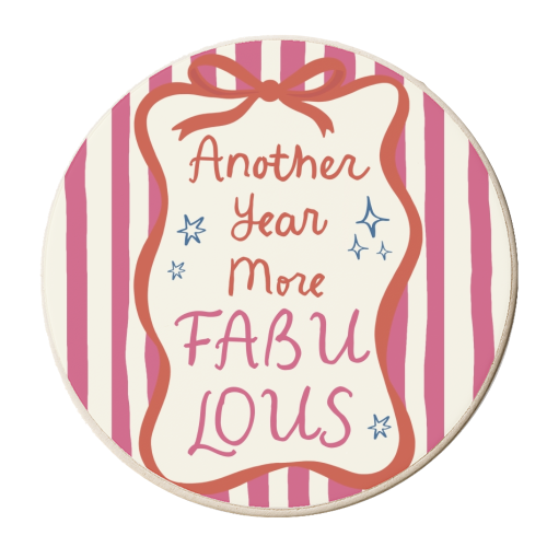 Another year more fabulous birthday gift - personalised beer coaster by Giddy Kipper