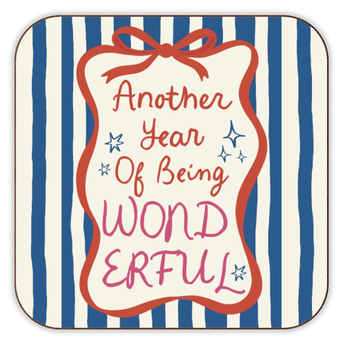 Another year of being wonderful birthday gift - personalised beer coaster by Giddy Kipper