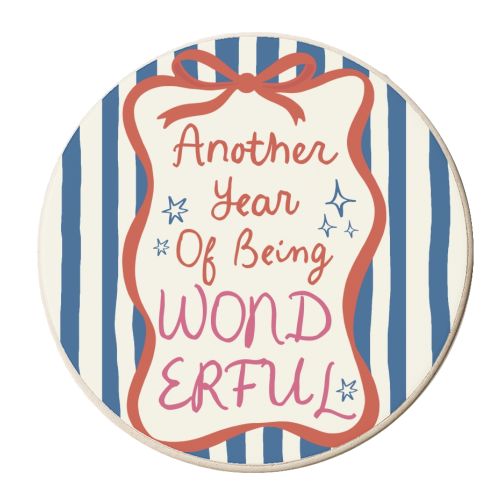 Another year of being wonderful birthday gift - personalised beer coaster by Giddy Kipper