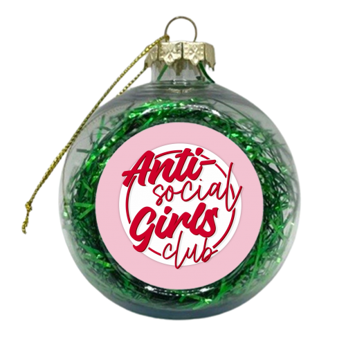 Anti social girls club badge print - xmas bauble by The Girl Next Draw