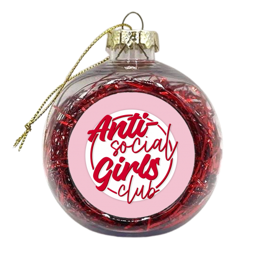Anti social girls club badge print - xmas bauble by The Girl Next Draw