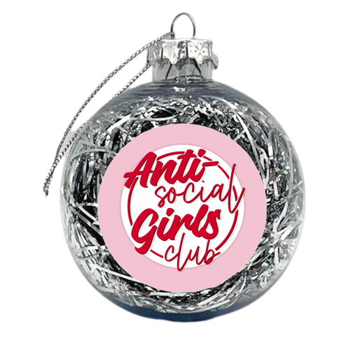 Anti social girls club badge print - xmas bauble by The Girl Next Draw