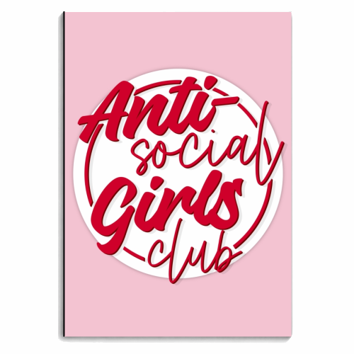 Anti social girls club badge print - personalised A4, A5, A6 notebook by The Girl Next Draw