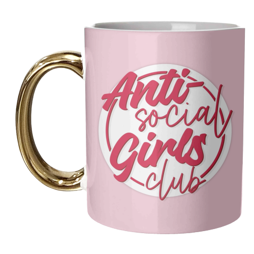 Anti social girls club badge print - unique mug by The Girl Next Draw