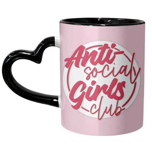 Anti social girls club badge print - unique mug by The Girl Next Draw