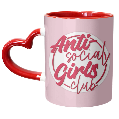 Anti social girls club badge print - unique mug by The Girl Next Draw