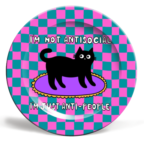 Antisocial Cat - ceramic dinner plate by The Paper Tail